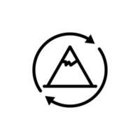 berg icoon met cirkel. lijn pictogramstijl. eenvoudig ontwerp bewerkbaar. eenvoudige symboolillustratie. ontwerpsjabloon vector