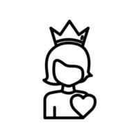 moeder icoon met kroon en hart. geschikt voor moederdagsymbool. lijn pictogramstijl. eenvoudig ontwerp bewerkbaar. ontwerpsjabloon vector