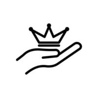 kroon icoon met hand. geschikt voor machtssymbool, legitimiteit, onsterfelijkheid, glorie, welvaart, glorie. lijn pictogramstijl. eenvoudig ontwerp bewerkbaar. ontwerpsjabloon vector