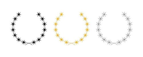 verzameling van gele kleur, silhouet, ronde dunne ster en kransen met een prijs, heraldiekkrans. succes, overwinning, kroon, winnaar, sierlijke, pictogram vectorillustratie. vector