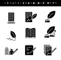 eenvoudige set van copywriter vector lijn iconen. deze pictogrammen bevatten silhouetonderwerpen die verband houden met de tekstschrijver. bewerkbare streek. webpictogrammen en vectorlogo's.