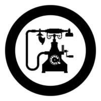 vintage telefoon retro roterende plaat antieke telefoon oude telefoon retro telefoon zeldzaamheid telefoon vintage telefoon antieke telefoon zeldzaamheid telefoon pictogram in cirkel ronde zwarte kleur vector illustratie vlakke stijl