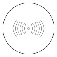 radiosignaal het zwarte kleurpictogram in cirkel of rond vector