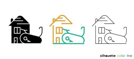 voor thuis sporten. thuis fietsen en sporten. eenvoudig ontwerp met betrekking tot fitness. silhouet, kleurrijke en lineaire set. bewerkbaar logo. vector