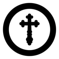 kruis klaverblad klaver kruis monogram religieuze kruis pictogram in cirkel ronde zwarte kleur vector illustratie vlakke stijl afbeelding