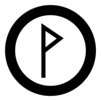 vuno rune wunjo symbool w win vaan vreugde pictogram zwarte kleur vector in cirkel ronde illustratie vlakke stijl afbeelding