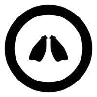 flippers pictogram zwarte kleur in ronde cirkel vector