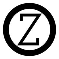 zeta Grieks symbool hoofdletter hoofdletter lettertype pictogram in cirkel ronde zwarte kleur vector illustratie vlakke stijl afbeelding