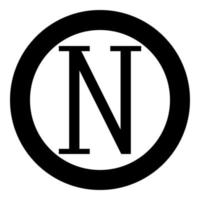 nu grieks symbool hoofdletter hoofdletter lettertype pictogram in cirkel ronde zwarte kleur vector illustratie vlakke stijl afbeelding