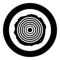 gesneden boom hout ringen kofferbak hout houten textuur pictogram in cirkel ronde zwarte kleur vector illustratie vlakke stijl afbeelding