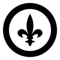 heraldisch symbool heraldiek liliya symbool fleur-de-lis koninklijk frans heraldiek stijlicoon in cirkel ronde zwarte kleur vector illustratie vlakke stijl afbeelding