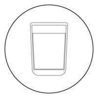 glas met vloeistof het zwarte kleurpictogram in cirkel of rond vector