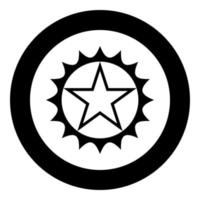 ster in cirkel met scherpe randen pictogram in cirkel ronde zwarte kleur vector illustratie afbeelding solide overzichtsstijl