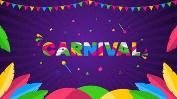 populair evenement in Brazilië carnaval achtergrondontwerp. Feestelijke stemming. carnavalstitel met kleurrijke feestelementen die zeggen kom naar carnaval achtergrondontwerp vectorillustratie vector