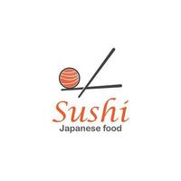 sushi en broodjes met chopstick bar of restaurant vector logo sjabloon.