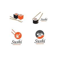 sushi en broodjes met chopstick bar of restaurant vector logo sjabloon.