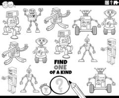 unieke taak met tekenfilmrobots kleurboekpagina vector