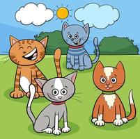 katten en kittens dierlijke karakters cartoon afbeelding vector