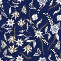 naadloze patroon bloemenstijl batik, modern patroon voor textiel. vector