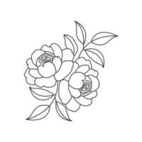 bloemen roos ornament lijntekeningen set vector