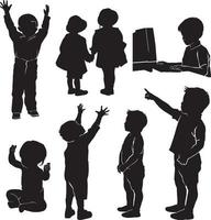 gelukkige kinderen silhouet vector