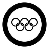 Olympische ringen vijf olympische ringen pictogram in cirkel ronde zwarte kleur vector illustratie vlakke stijl afbeelding