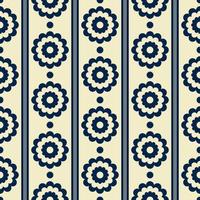 etnische wit blauwe kleur bloem strepen vorm Scandinavische stijl naadloze patroon op marineblauwe achtergrond. gebruik voor stof, textiel, interieurdecoratie-elementen, verpakking. vector