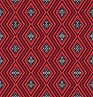 inheemse Azteekse tribal in ruit geometrische zig zag lijn vorm naadloze achtergrond. etnisch scharlaken rood-blauw kleurenpatroonontwerp. gebruik voor stof, textiel, interieurdecoratie-elementen, stoffering. vector