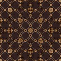 islamitische geometrische ster en vierpasvorm raster naadloze patroon geel bruine kleur achtergrond. batik sarong patroon. gebruik voor stof, textiel, hoes, interieurdecoratie-elementen, verpakking. vector