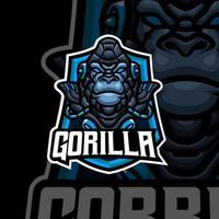 gorilla esport gaming mascotte logo sjabloon vector