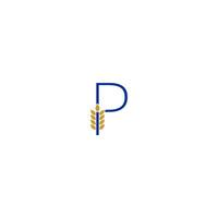 letter p gecombineerd met tarwepictogram logo-ontwerp vector