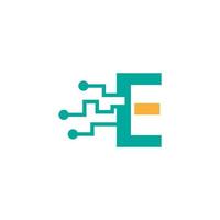 letter e circuit technologie logo pictogram creatief ontwerp vector