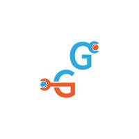 letter g-logopictogram dat een moersleutel- en boutontwerp vormt vector