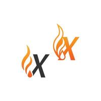 letter x en vuurgolven, logo pictogram conceptontwerp vector