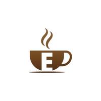 koffiekopje pictogram ontwerp letter e logo vector