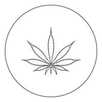 cannabis marihuana blad zwart pictogram in cirkel vectorillustratie geïsoleerd. vector