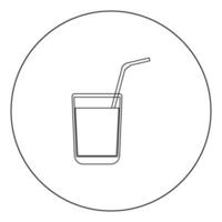 SAP glas met rietje zwart pictogram drinken in cirkel vectorillustratie geïsoleerd. vector