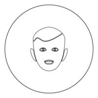 kleine jongen gezicht zwart pictogram in cirkel vectorillustratie geïsoleerd. vector