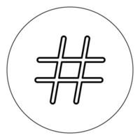 hashtag pictogram zwarte kleur in cirkel vector