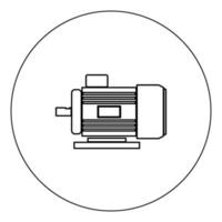 elektrische motor pictogram zwarte kleur in cirkel vectorillustratie geïsoleerd vector