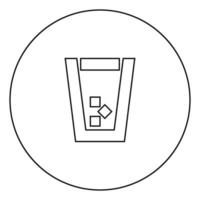 glas met ijs zwart pictogram in cirkelomtrek vector