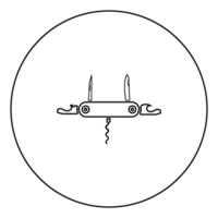 zakmes of zakmes zwarte pictogramomtrek in cirkelafbeelding vector