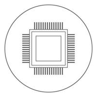 processorpictogram zwarte kleur in cirkel of rond vector