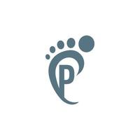 letter p-pictogramlogo gecombineerd met voetafdrukpictogramontwerp vector