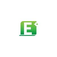 letter e-logopictogram met medisch kruisontwerp vector