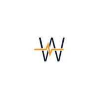 letter w pictogram logo gecombineerd met pulse pictogram ontwerp vector