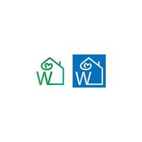 letter w huis met liefde pictogram logo vector