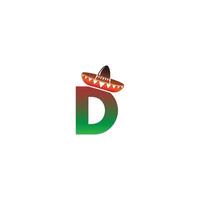 letter d mexicaanse hoed conceptontwerp vector