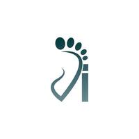 letter i pictogram logo gecombineerd met voetafdruk icoon ontwerp vector