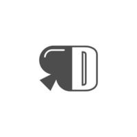 letter d-logo gecombineerd met schoppenpictogramontwerp vector